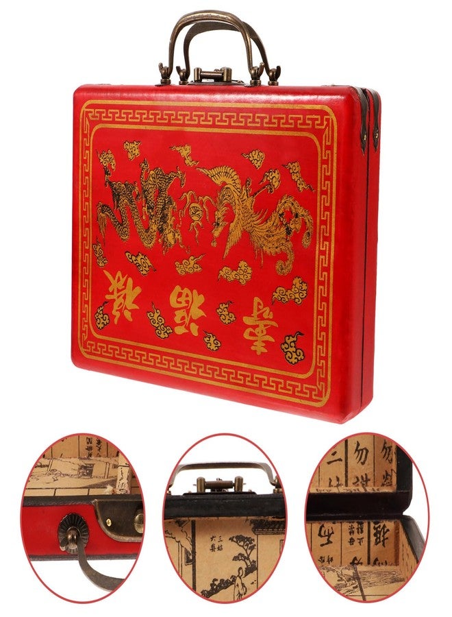 DIYEAH Wooden Chinese Mahjong Storage Case Traditional Treasure Box Mahjong TilesVintage Container 1Pc - Image 5